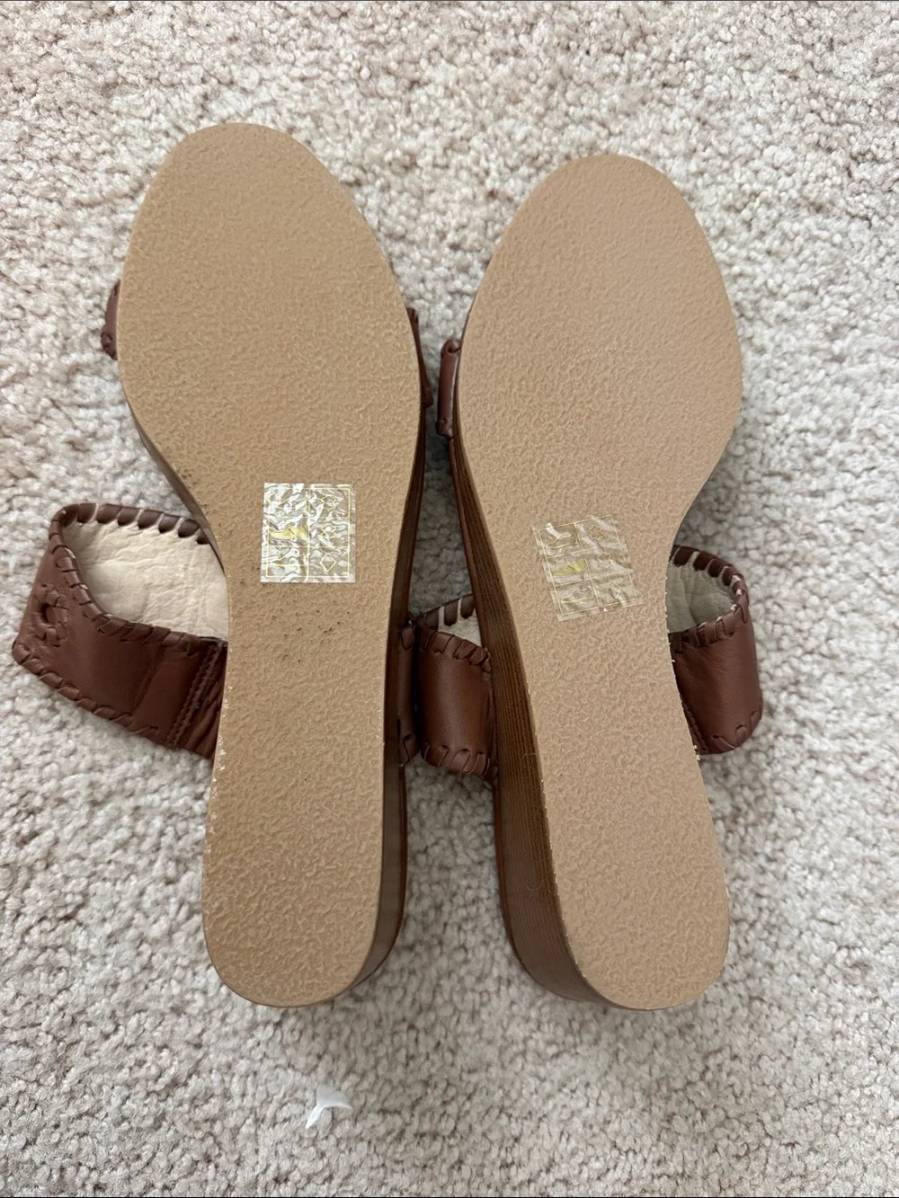 NWOT Jack Rogers Brown Leather Wedge Sandals 10M